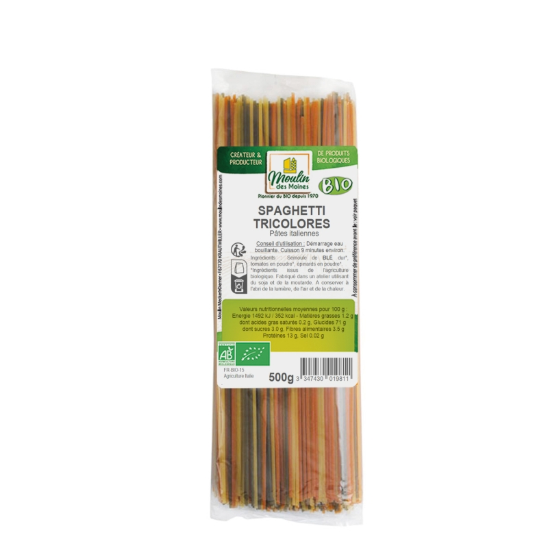 Spaghetti tricolores bio