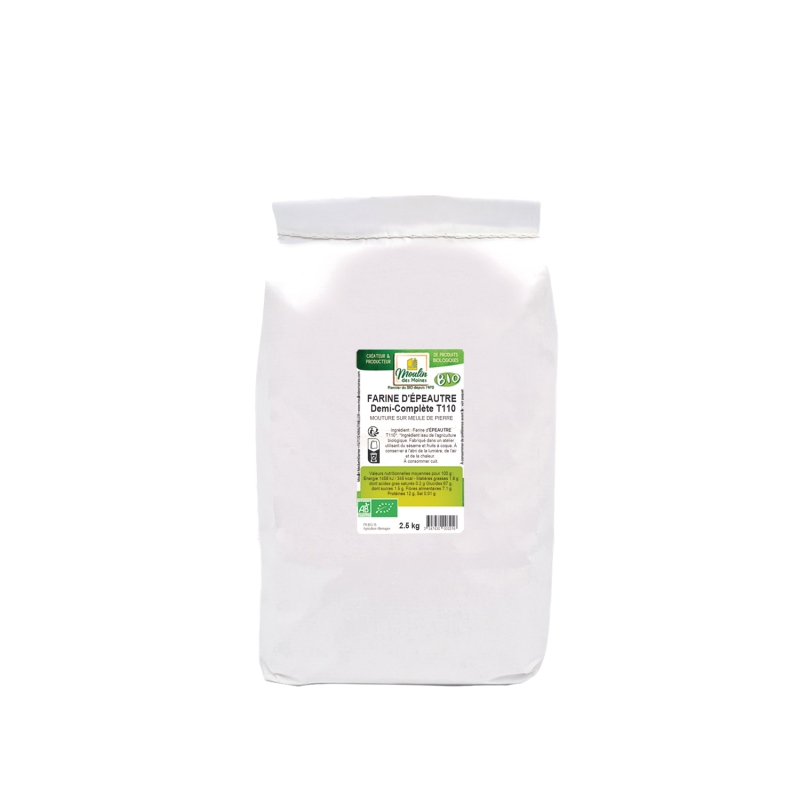 Farine d'épeautre demi complète T110 meule de pierre en vrac bio