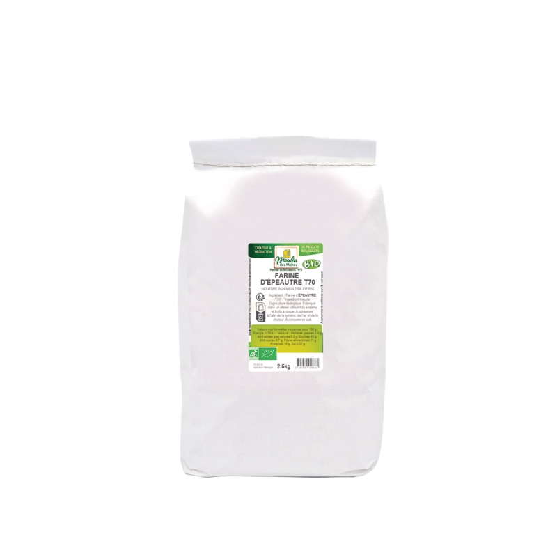 Farine d'épeautre blanche T70 meule de pierre en vrac bio