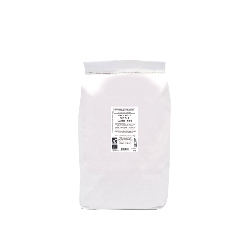 Semoule de blé dur clair fine en vrac bio