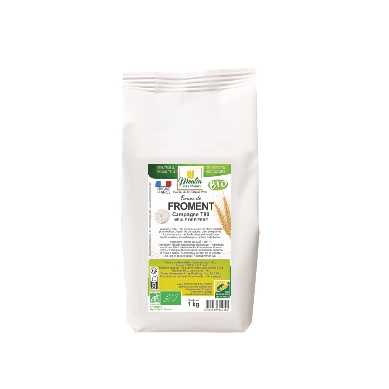 Farine de froment campagne T80 meule de pierre bio