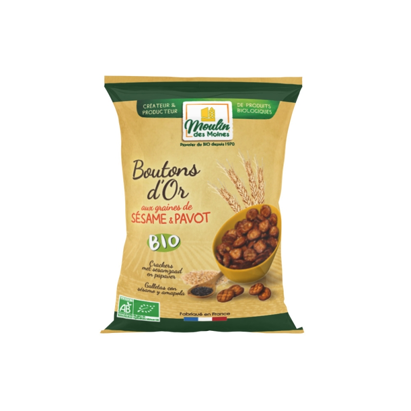 Bouton d'or de blé au sésame et pavot bio