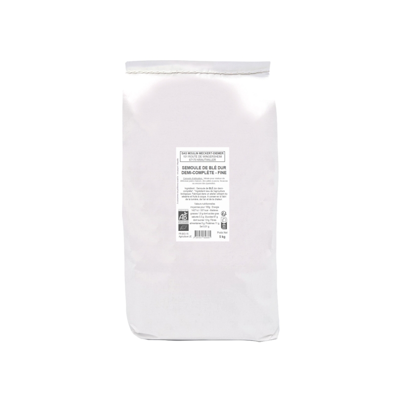 Semoule de blé dur demi-complète fine en vrac bio