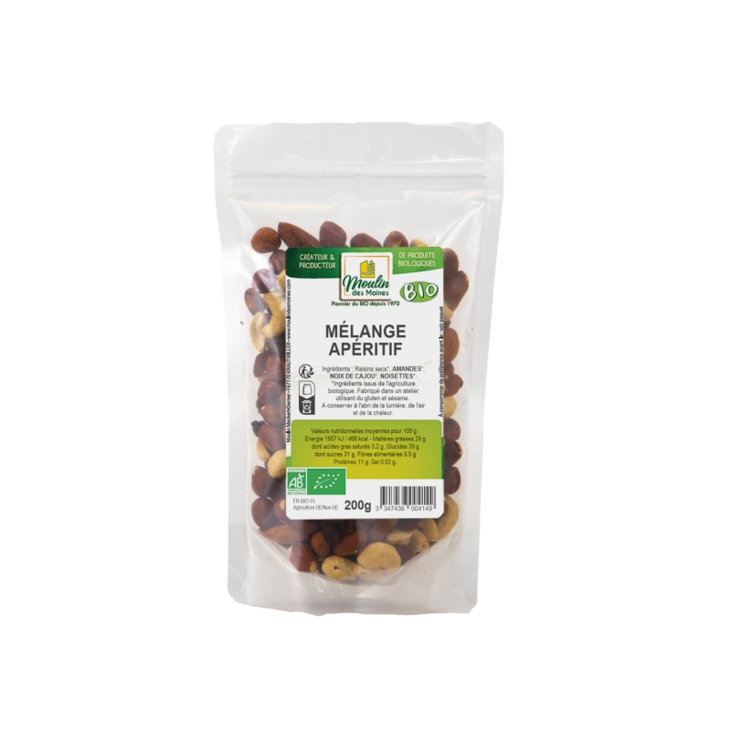 Mélange fruits secs pour apéritif bio