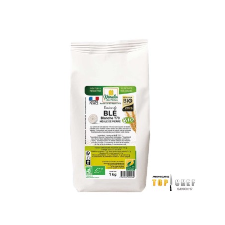 Farine de blé blanche T70 meule de pierre équitable en France Moulin des Moines Top Chef