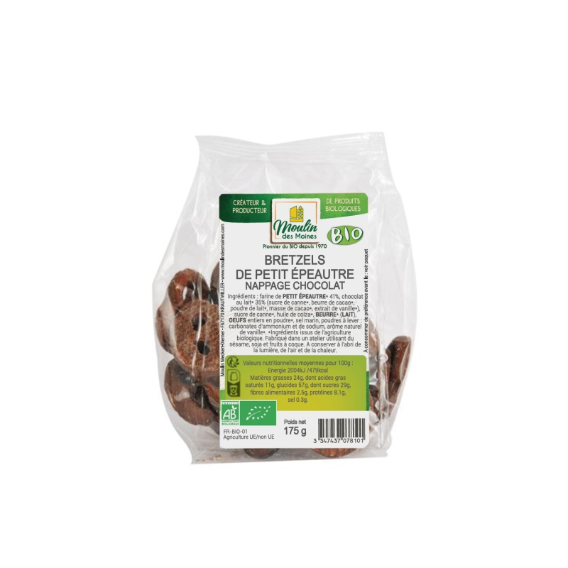 Bretzels de petit épeautre au chocolat bio