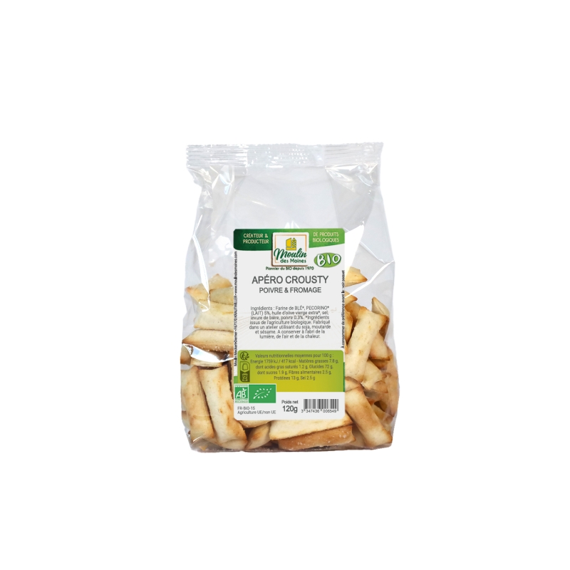 Apéro Crousty, fromage et poivre bio