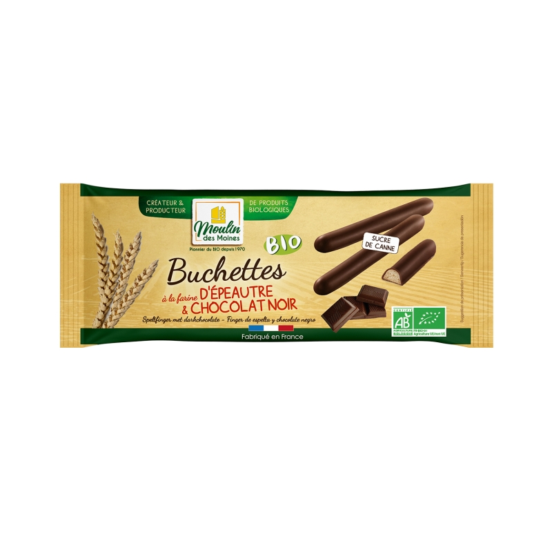Buchettes d'épeautre au chocolat noir bio