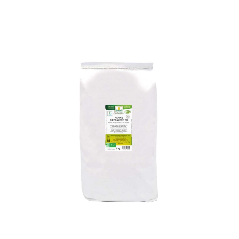 Farine d'épeautre blanche T70 meule de pierre Hildegarde en vrac bio