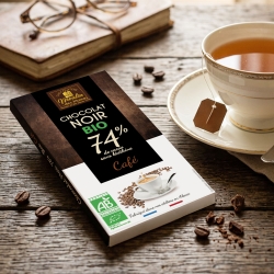 Tablette Chocolat noir 74% au café bio