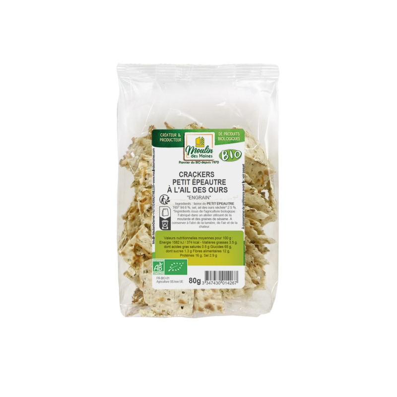 Crackers de petit épeautre à l'ail des ours bio
