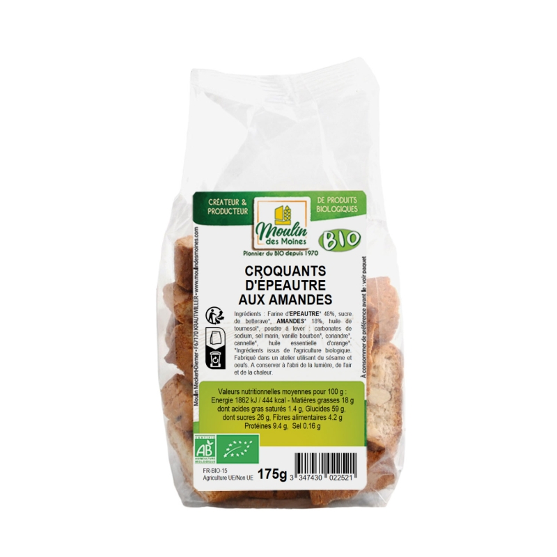 Croquants d'épeautre aux amandes bio