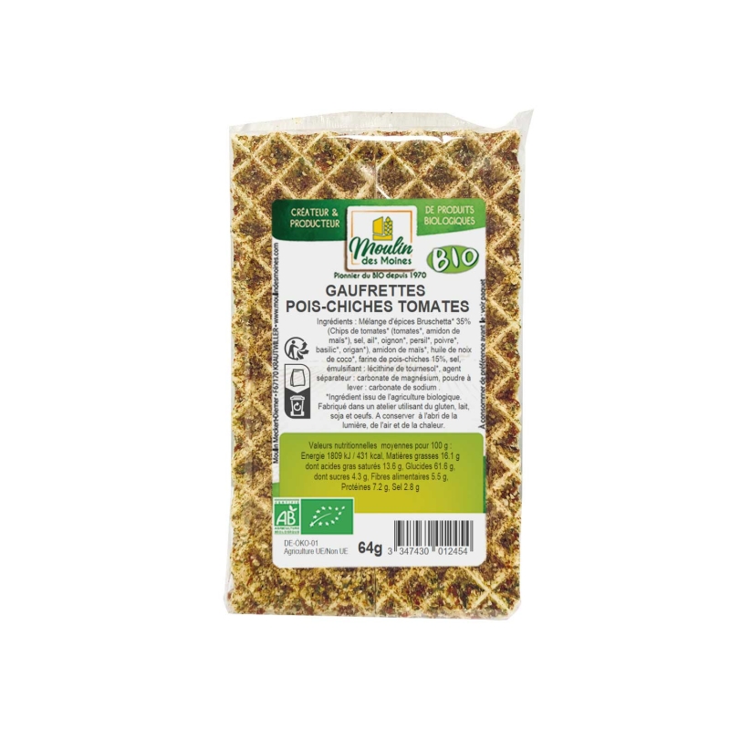 Gaufrettes de pois chiches tomate bio