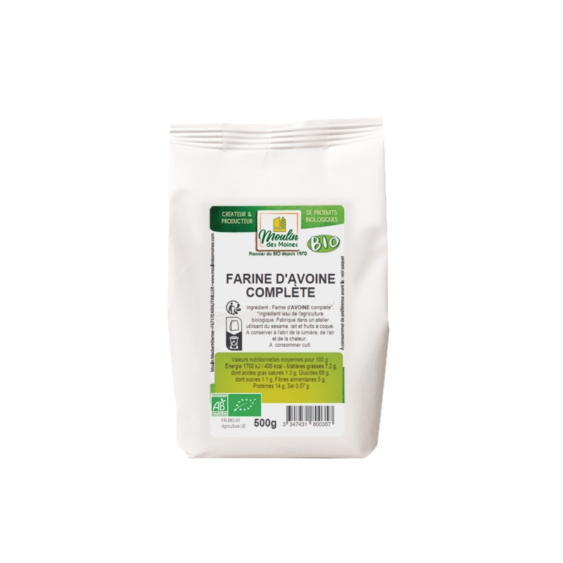 Farine d'avoine complète meule de pierre bio