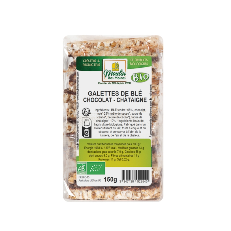 Galettes de blé chocolat à la châtaigne bio