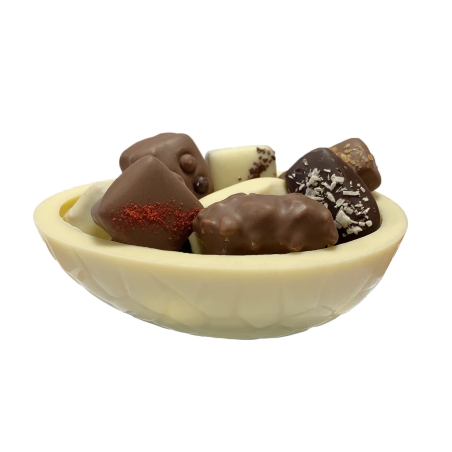 Oeuf chocolat blanc garni bio