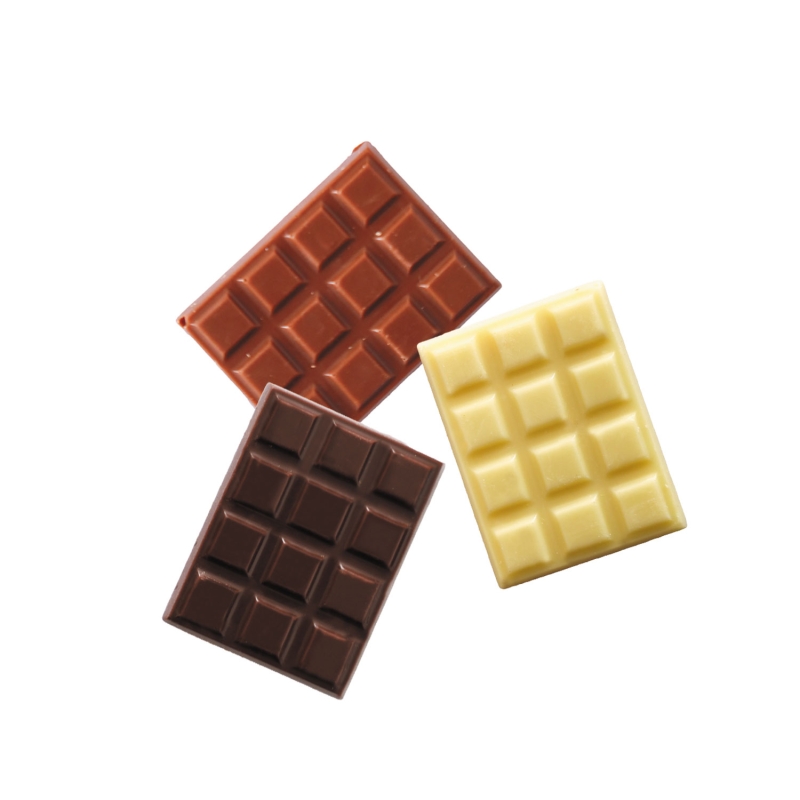 Mini tablettes chocolat blanc, lait et noir bio