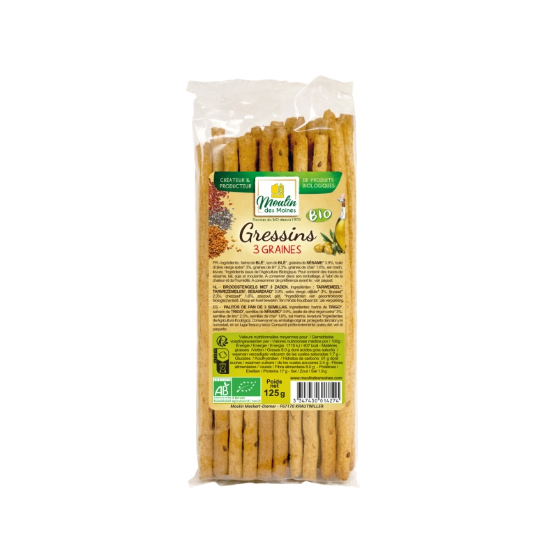 Gressins aux 3 graines bio