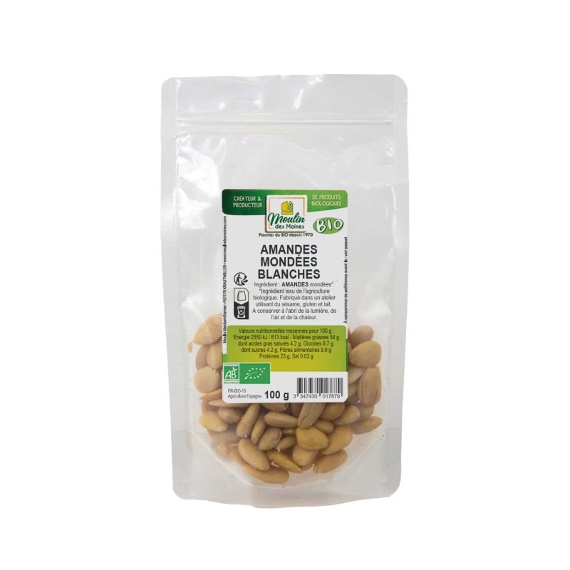 Amandes mondées blanches bio