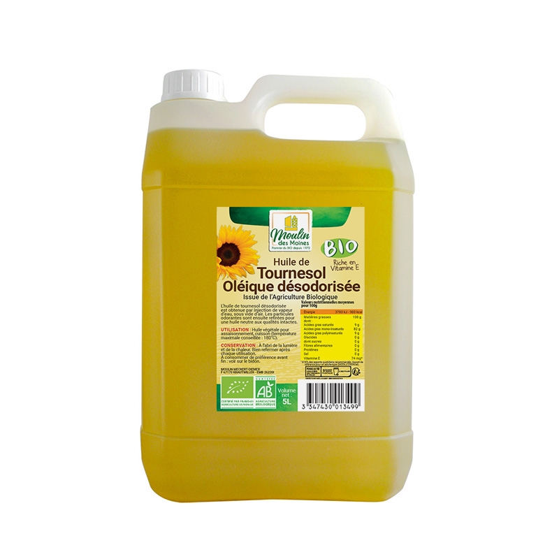 Huile de tournesol désodorisé en vrac bio