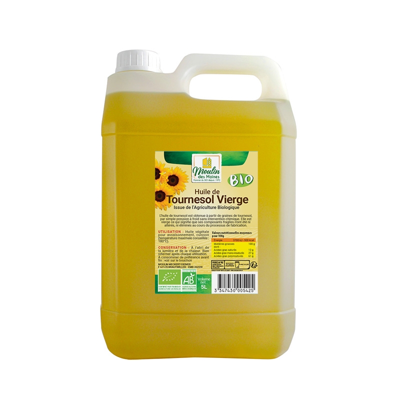 Huile de tournesol vierge en vrac bio