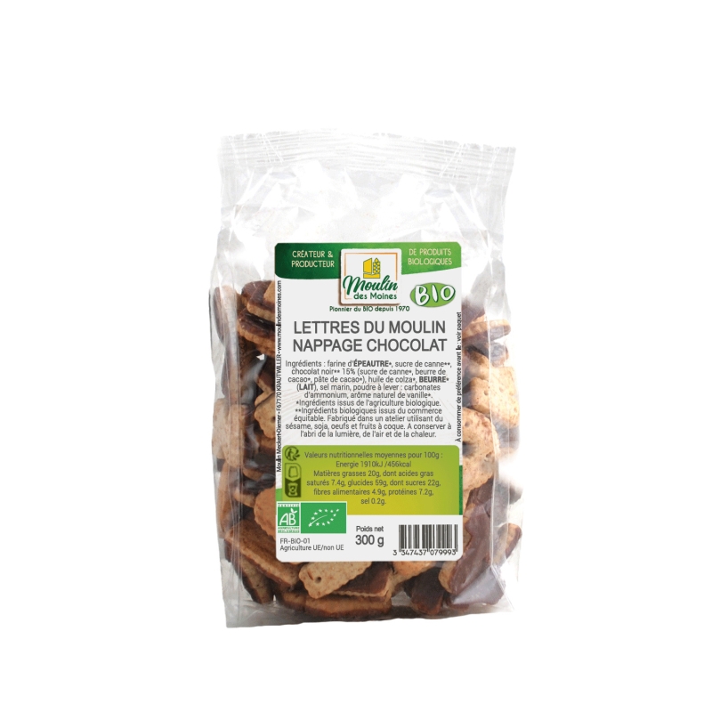 Lettres du moulin nappage chocolat bio