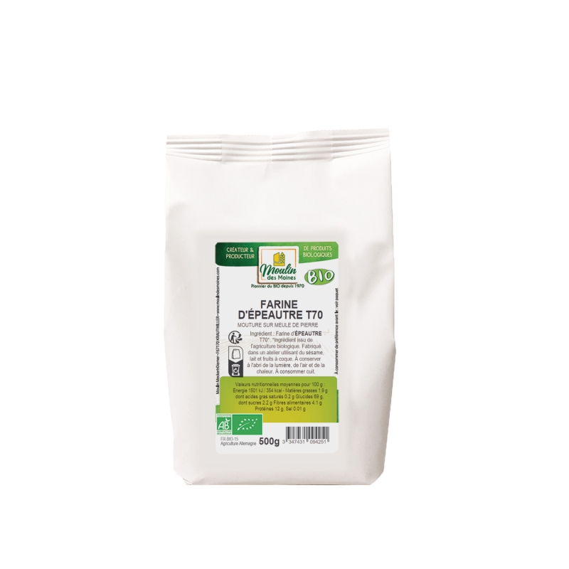 Farine d'épeautre blanche T70 meule de pierre bio