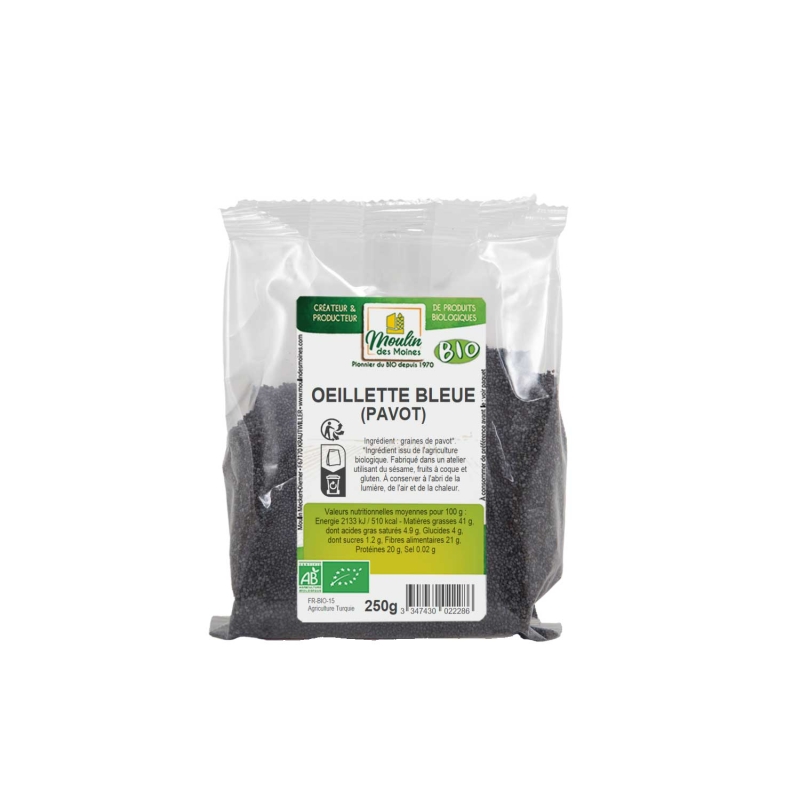 Graines de pavot "oeillette bleue" bio