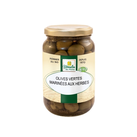 Olives vertes marinées aux...