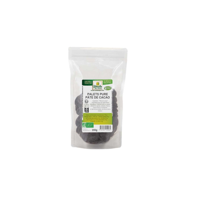 Palets de pure pâte de cacao bio
