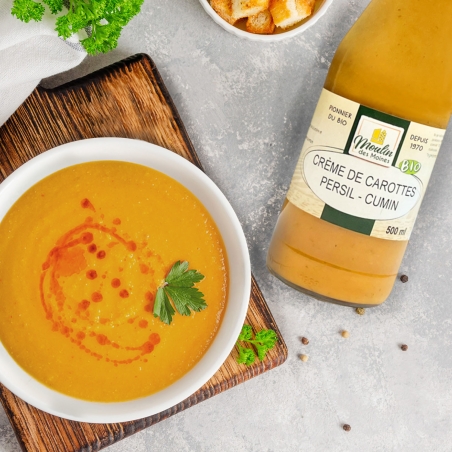 Crème de carottes, persil...