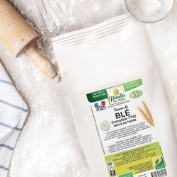 Farine de blé complete T150 meule de pierre, bio équitable en France