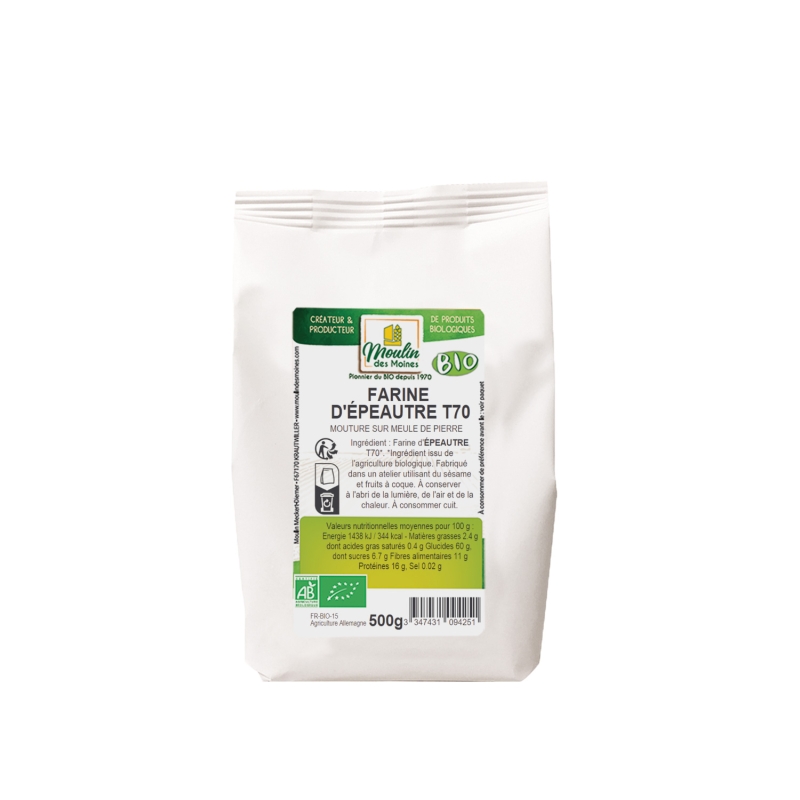 Farine d'épeautre blanche T70 meule de pierre bio