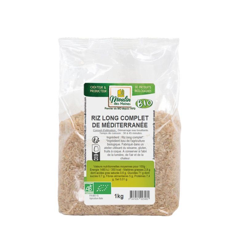 Riz long complet de méditerranée bio