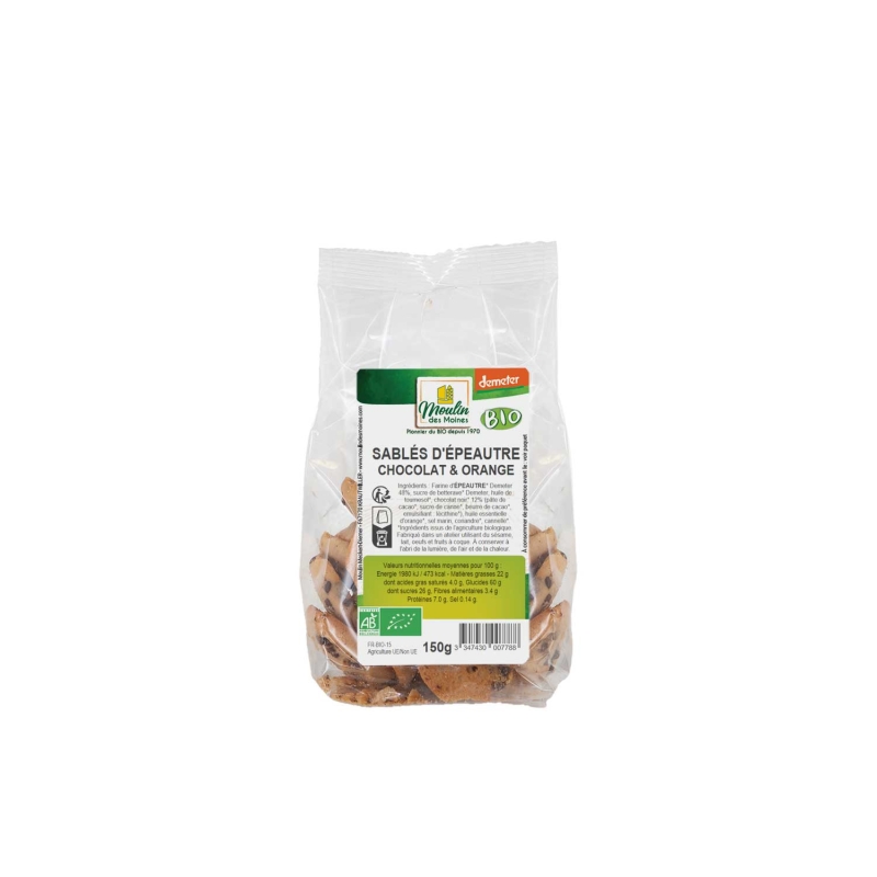 Sablés d'épeautre chocolat orange bio