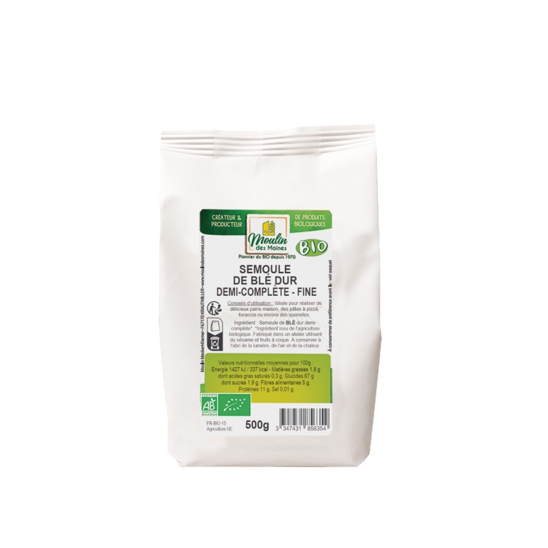 Semoule de blé dur demi-complète fine bio