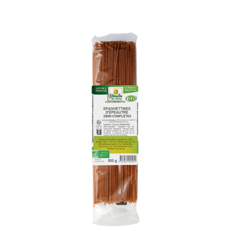 Spaghettines d'épeautre demi-complètes bio