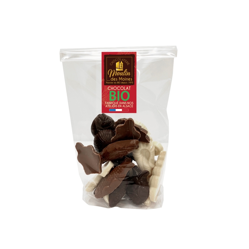 Mélange fritures de chocolat noir,lait,blanc bio