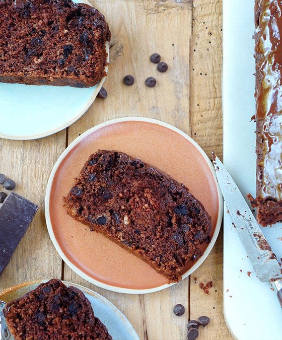 Ingrédients bio Moulin des Moines pour cake au chocolat : farine d'épeautre, purée de noisette, cacao et pépites