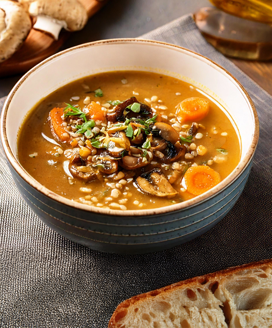 Soupe d'épeautre aux champignons